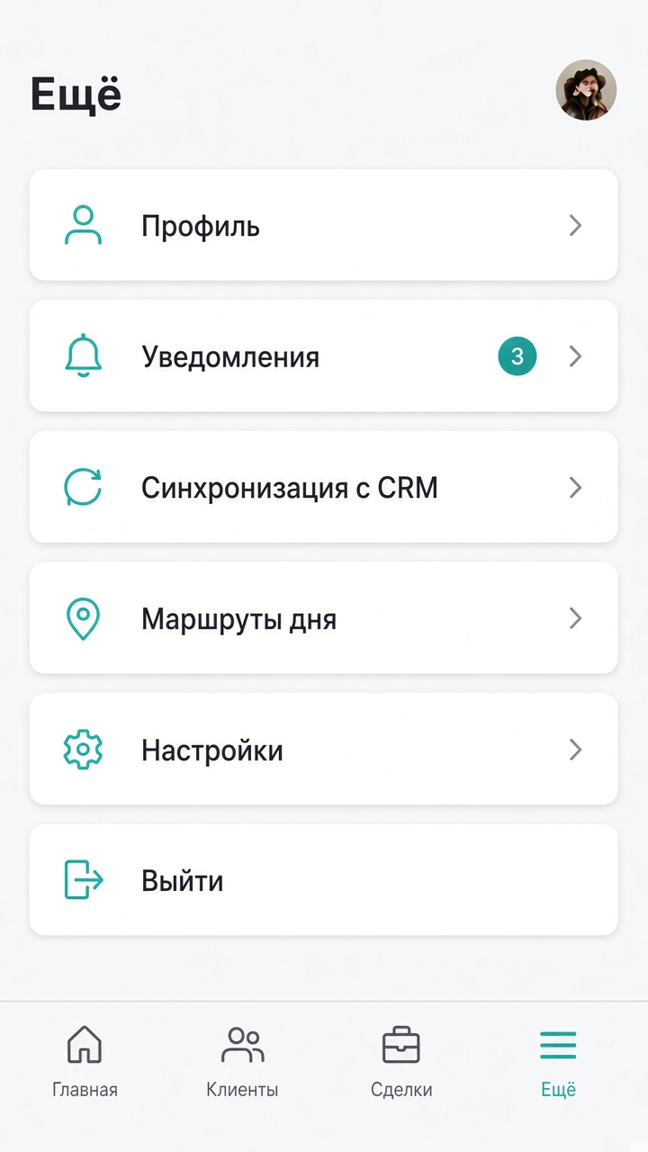 Ещё: профиль, синхронизация и настройки